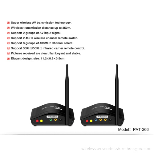 2.4GHz Wireless Audio Video Sender Receiver with 38/56KHz IR Remote